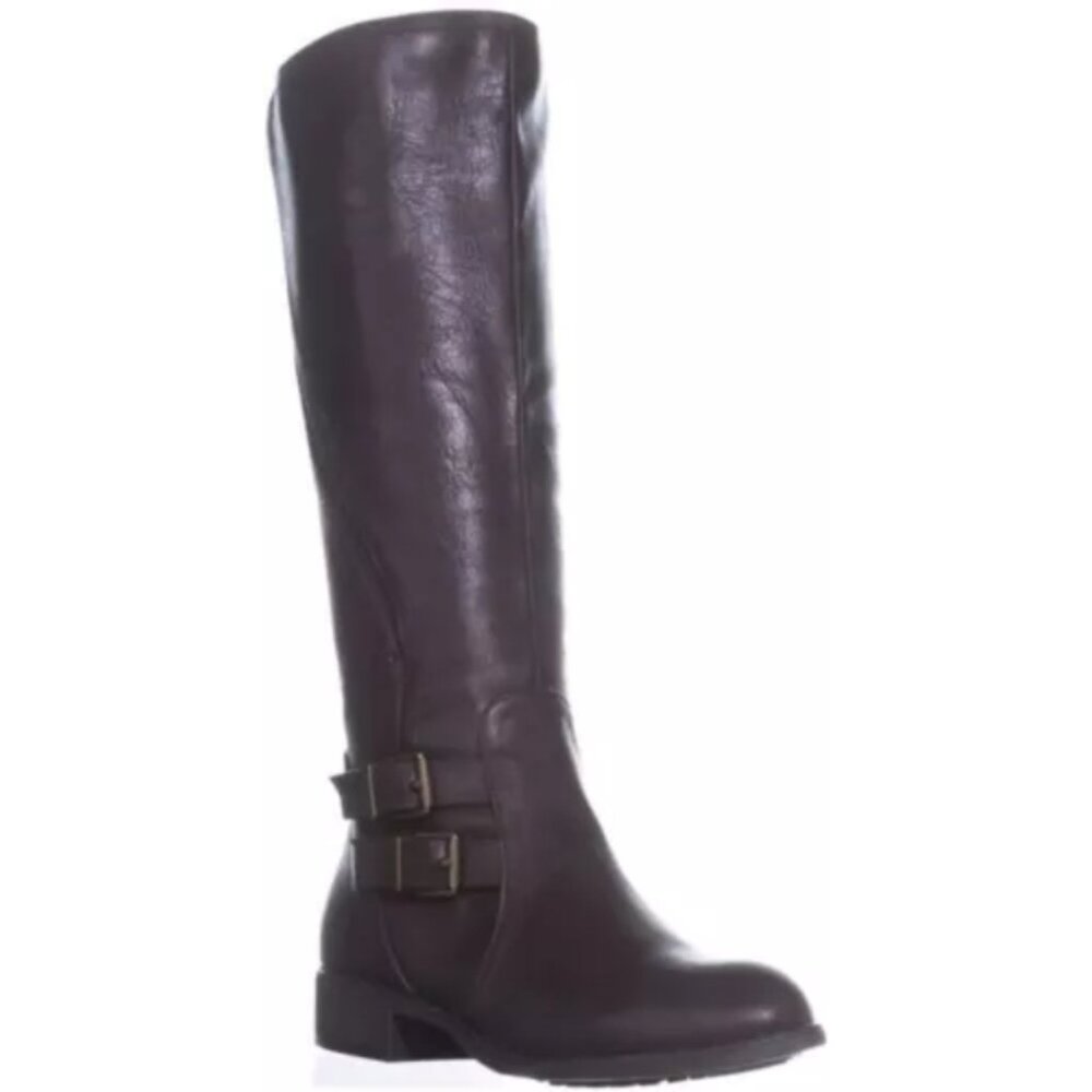 Style & Co. Milahp Women's Brown Leather Double Buckle Knee High Riding Boot 7.5